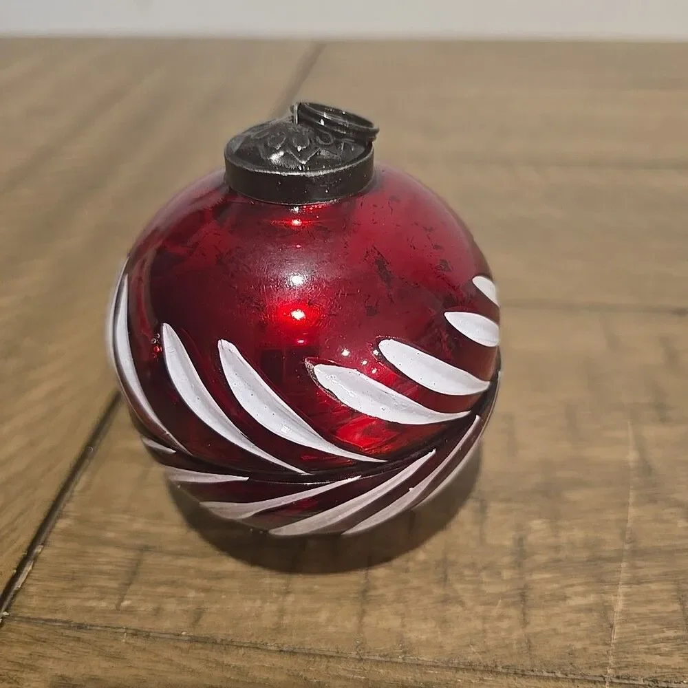 POTTERY BARN Glass ChristMAS ORNAMENT CANDLE FIRESIDE CINNAMON